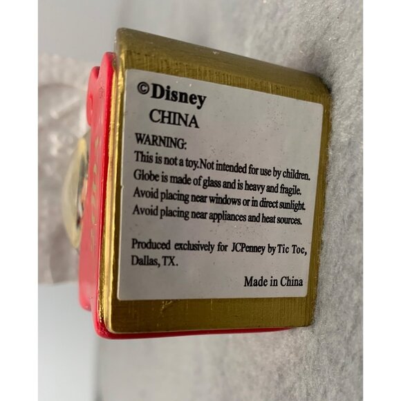 Disney Mickey Mouse Christmas Snow Globe 2003 Red Sleigh JCPenney Exclusive Glas - Picture 2 of 6